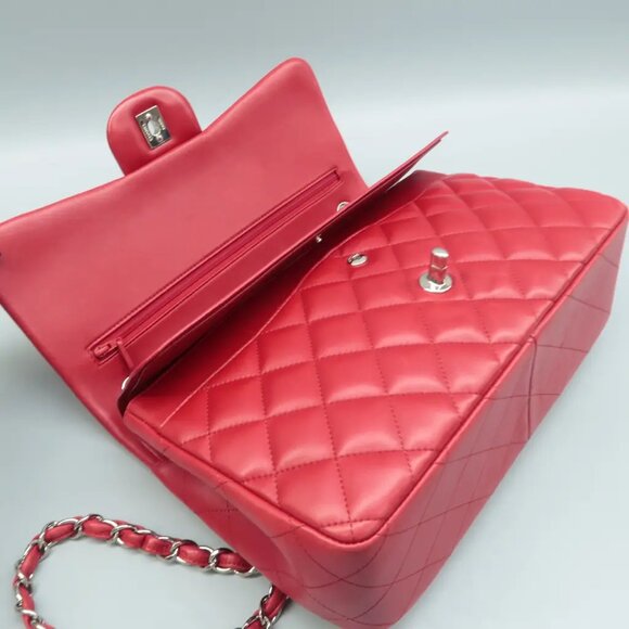 100% Authentic CHANEL CF Jumbo Red Leather Shoulder Bag - Picture 9 of 12